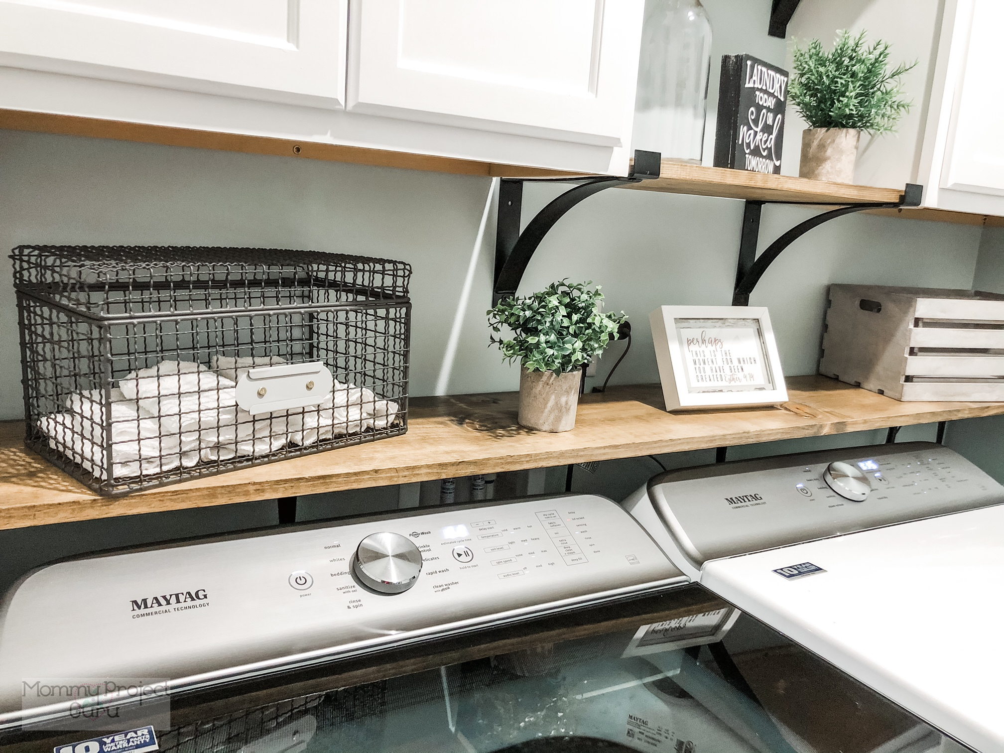 Amazing Modern Farmhouse Shelf for above Washer and Dryer! - The